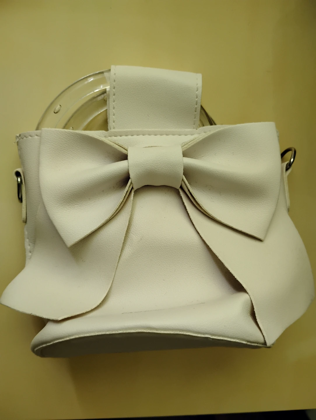 White Bow Handbag with Clear Ring Handle - photo 5