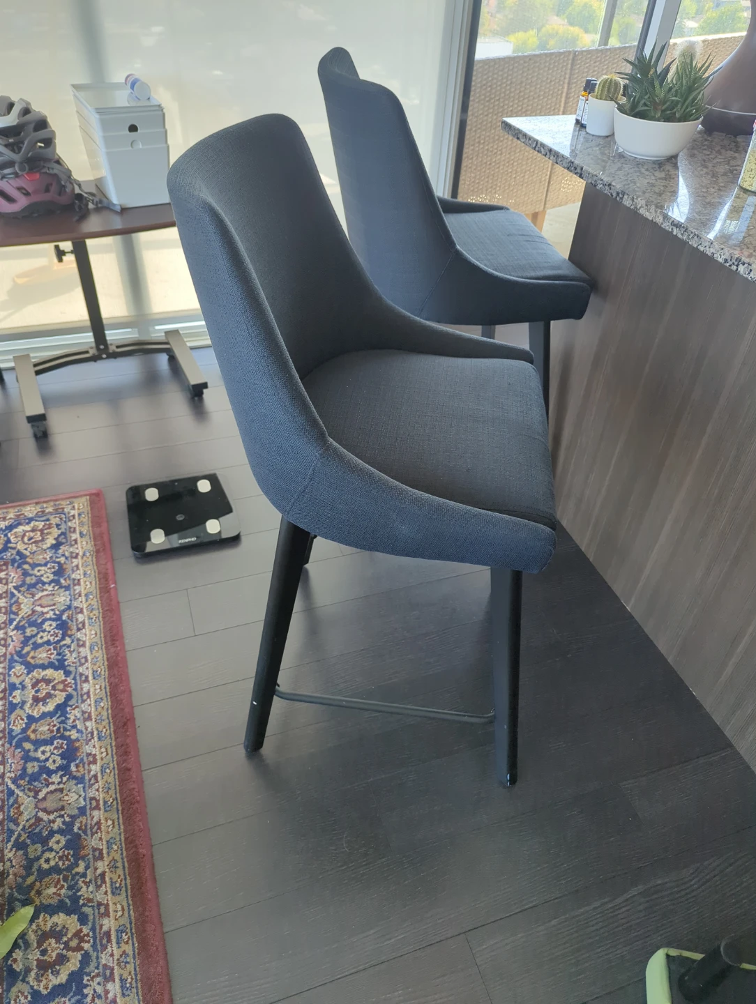 Grey Fabric Bar Stools