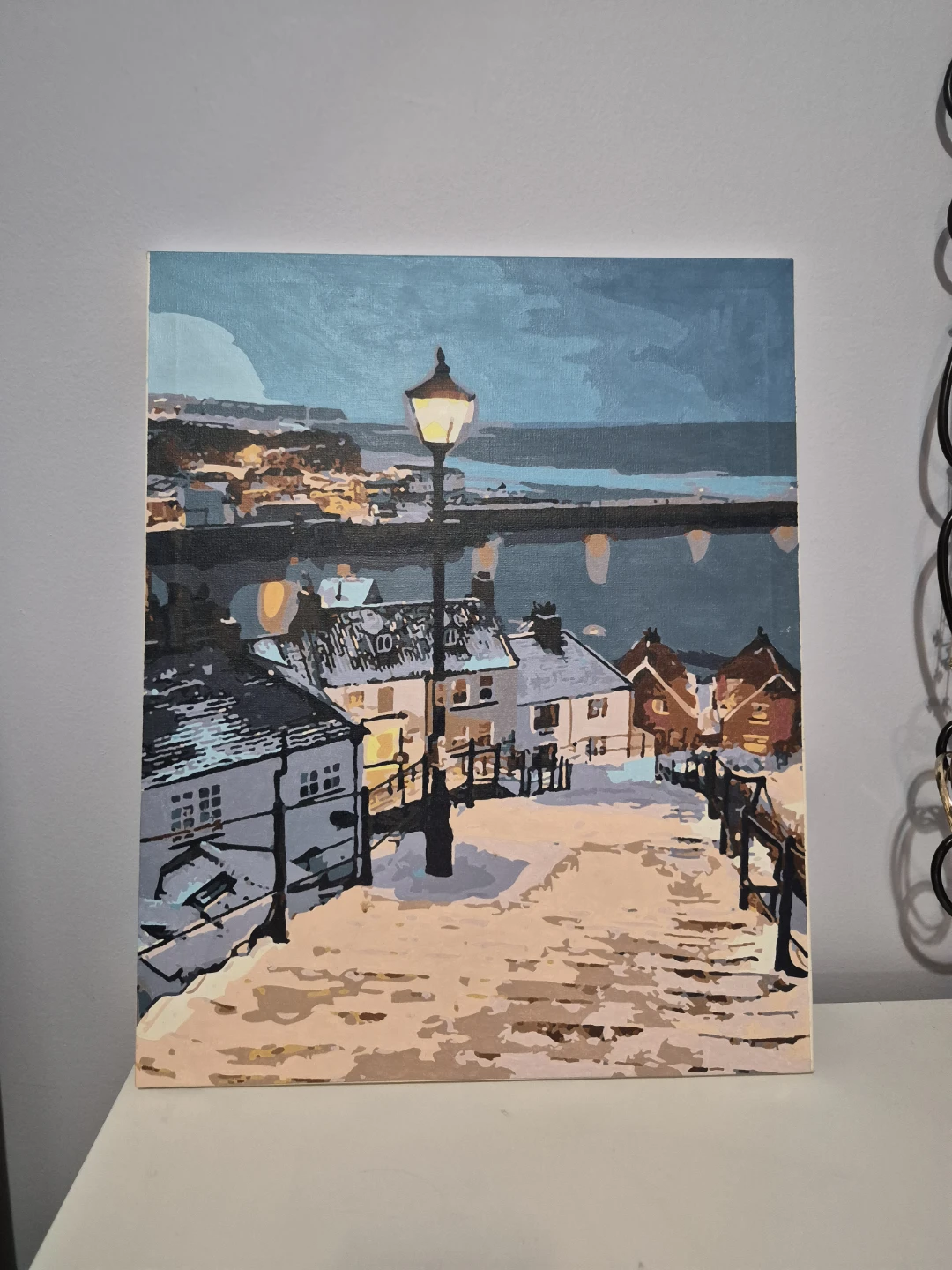 Winter Village Scene Canvas Painting - photo 2