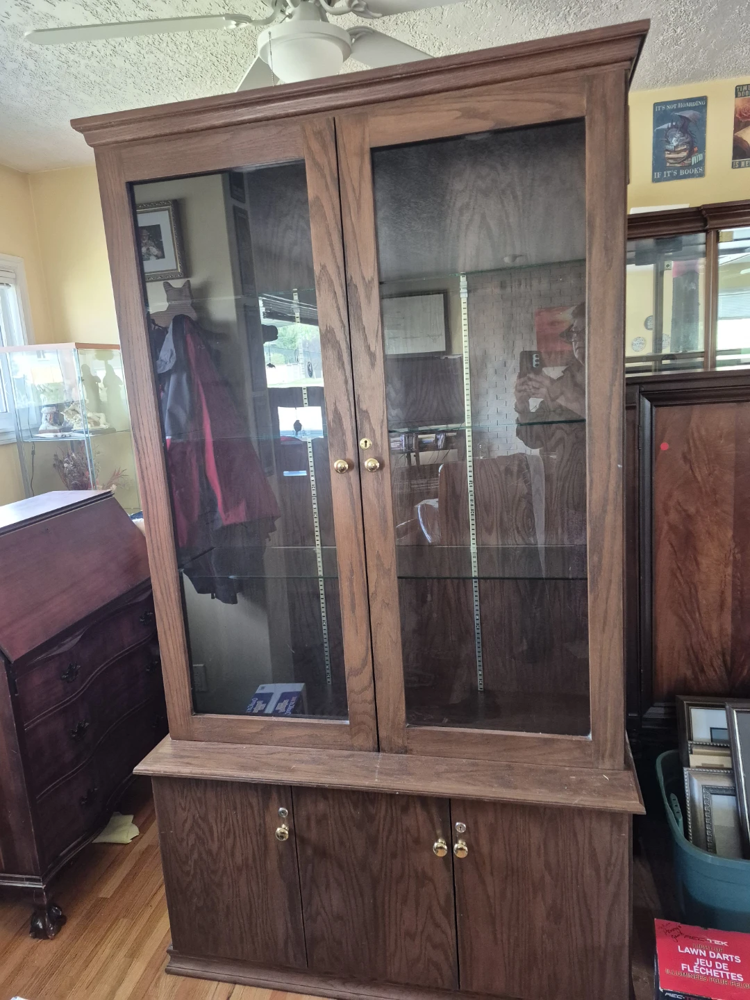 Wooden Display Cabinet with Glass Doors
