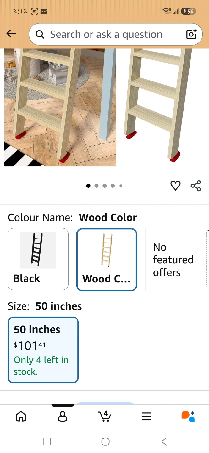 50-inch Wooden Bunk Bed Ladder - photo 2