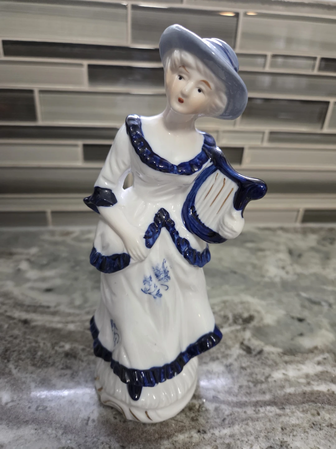 Porcelain Figurine Lady with Harp