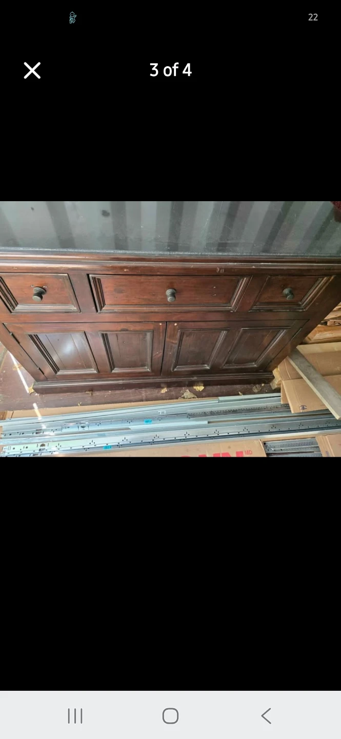 Dark Wood Buffet Cabinet with Marble Top - photo 3