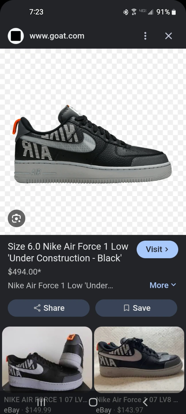 Nike AIR FORCE 1 Low Top "Under Construction" Black