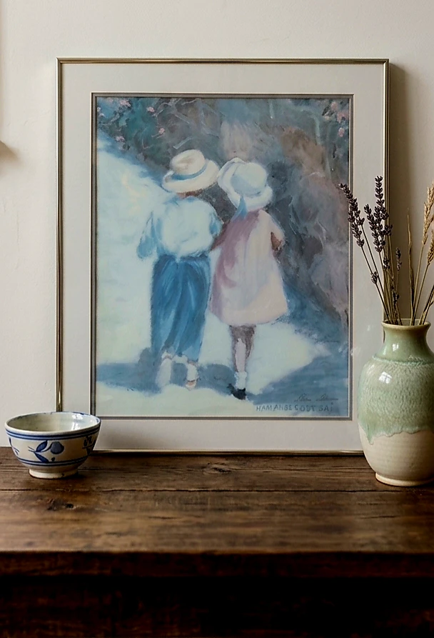 Ivan Anderson  Print "Children Walking"  Gold Frame Decor