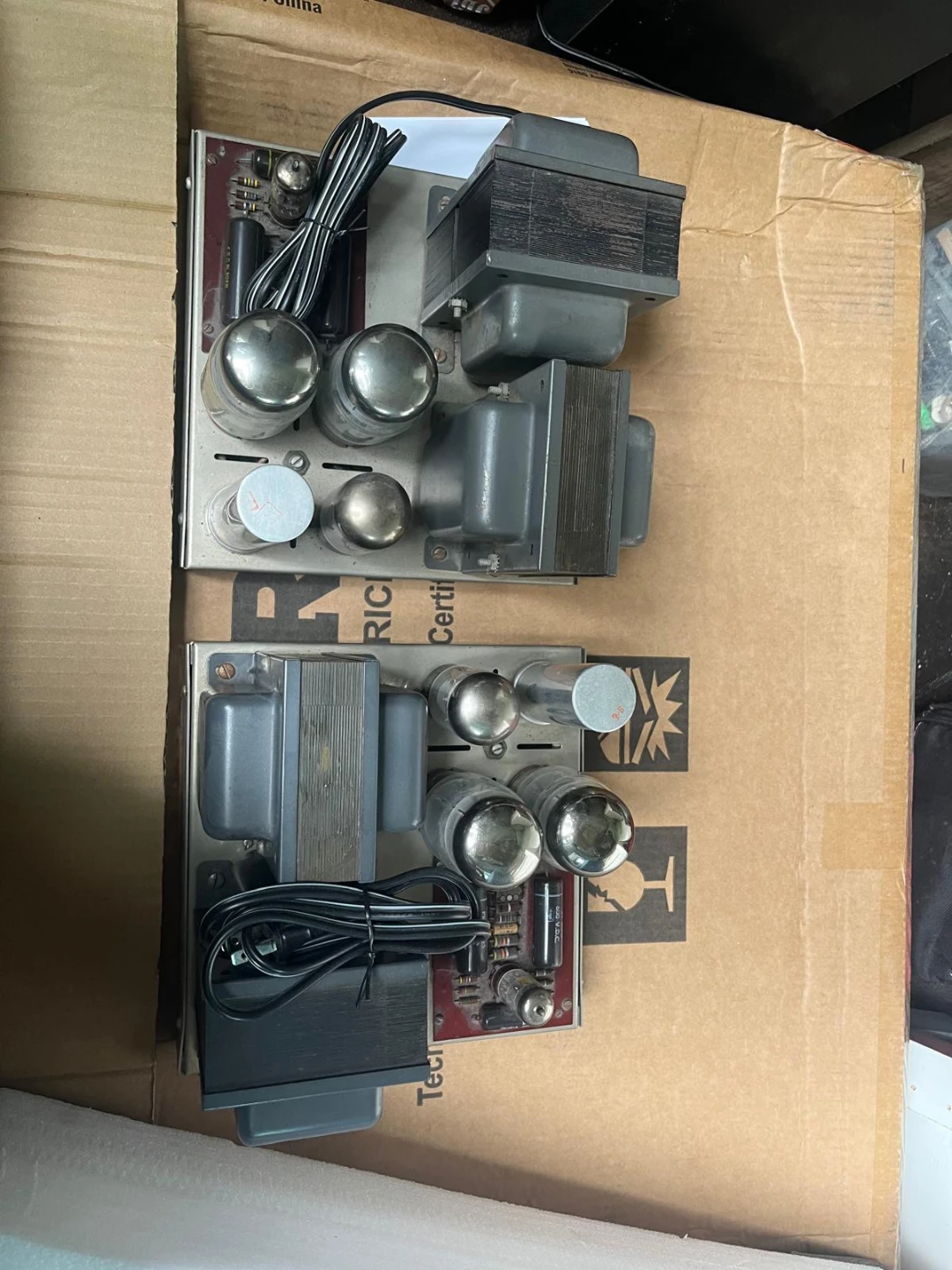 Pair of Vintage Vacuum Tube Amplifier Chassis