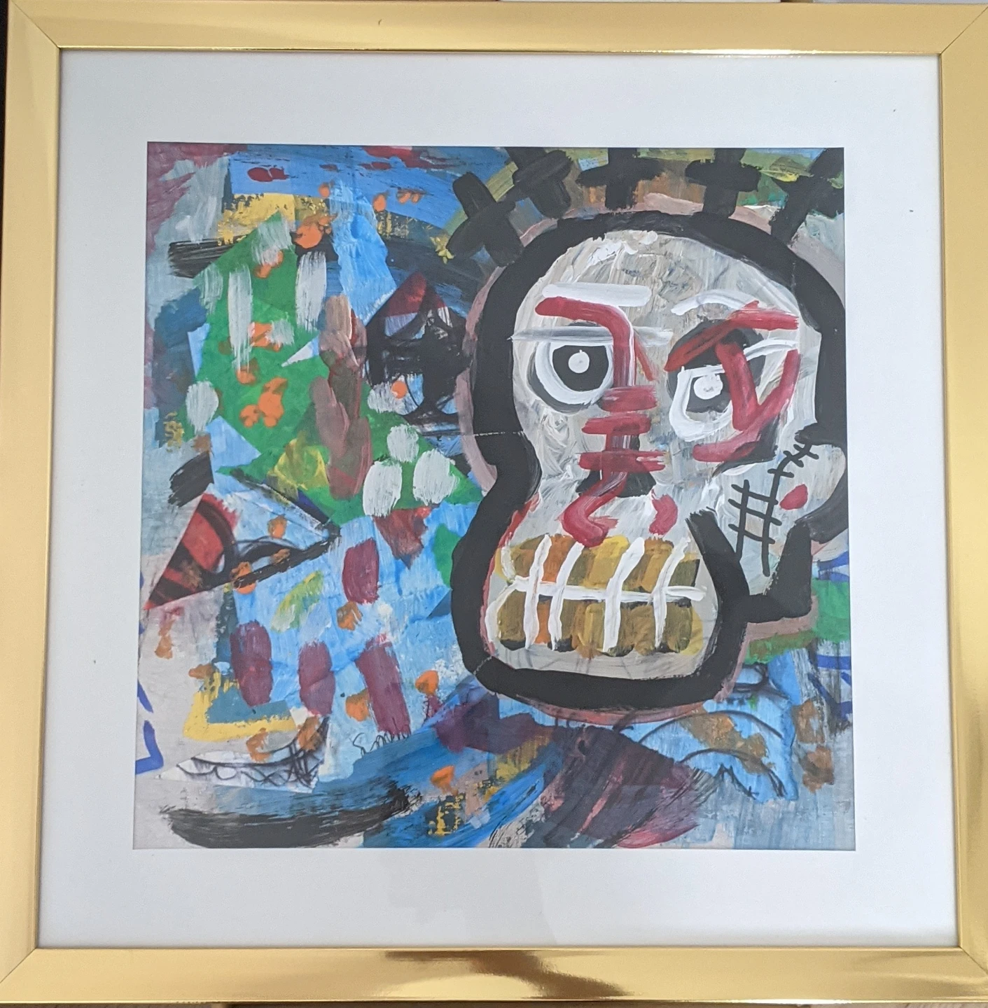 12x12 Original Basquait Style Painting With Frame - photo 2