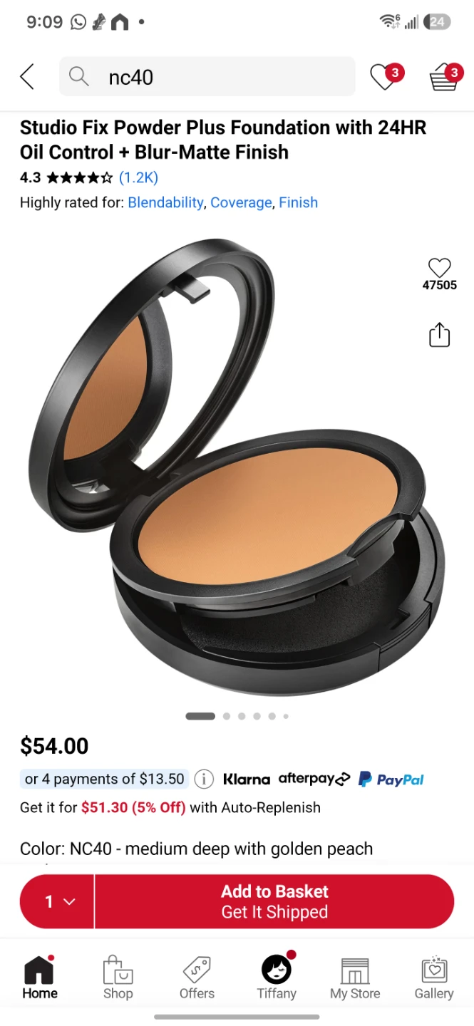 New MAC Studio Fix Powder Plus Foundation compact NC40