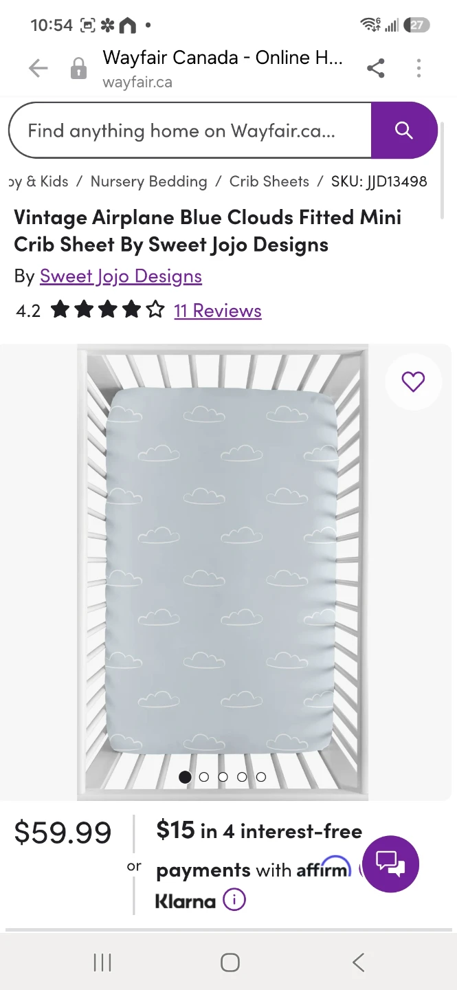 Mini crib & mattress & bedding set - photo 2