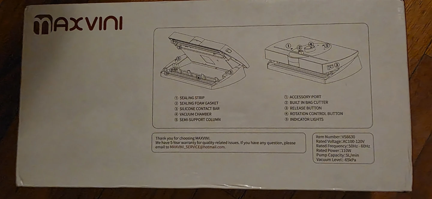 Maxvini VS6630 Food Vacuum Sealer - photo 2