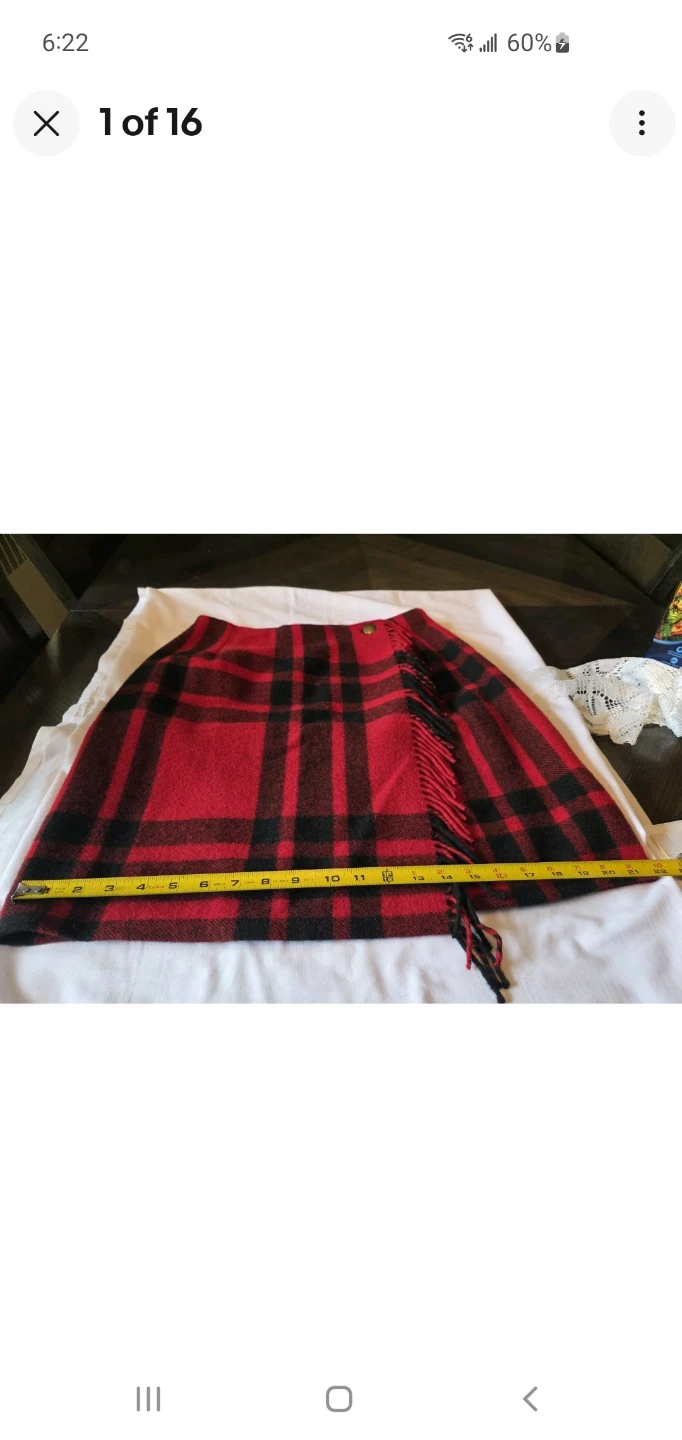 Red and black plaid wrap skirt - photo 2