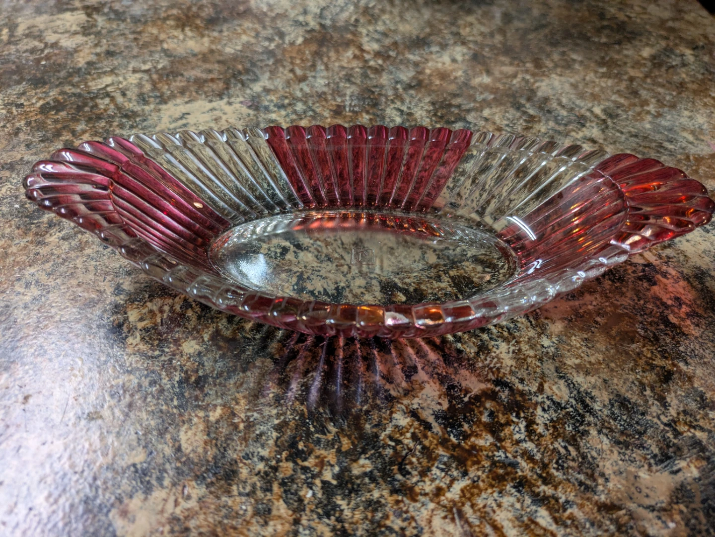 Vintage Anchor Hocking Pink and Clear Glass Dish - photo 2