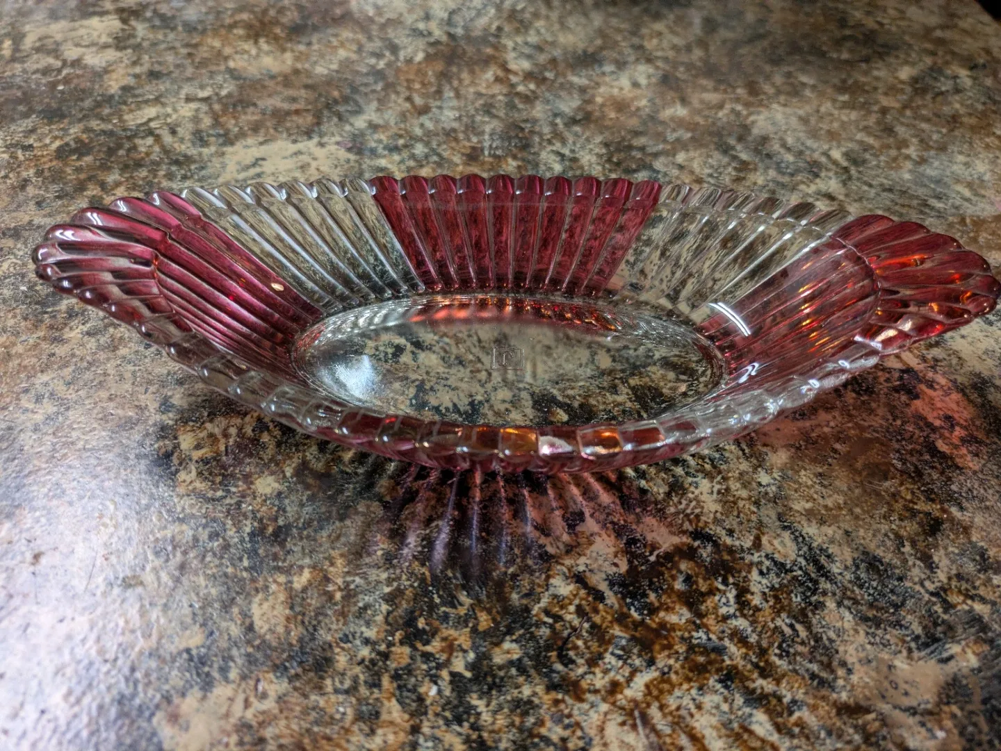 Vintage Anchor Hocking Pink and Clear Glass Dish - photo 2