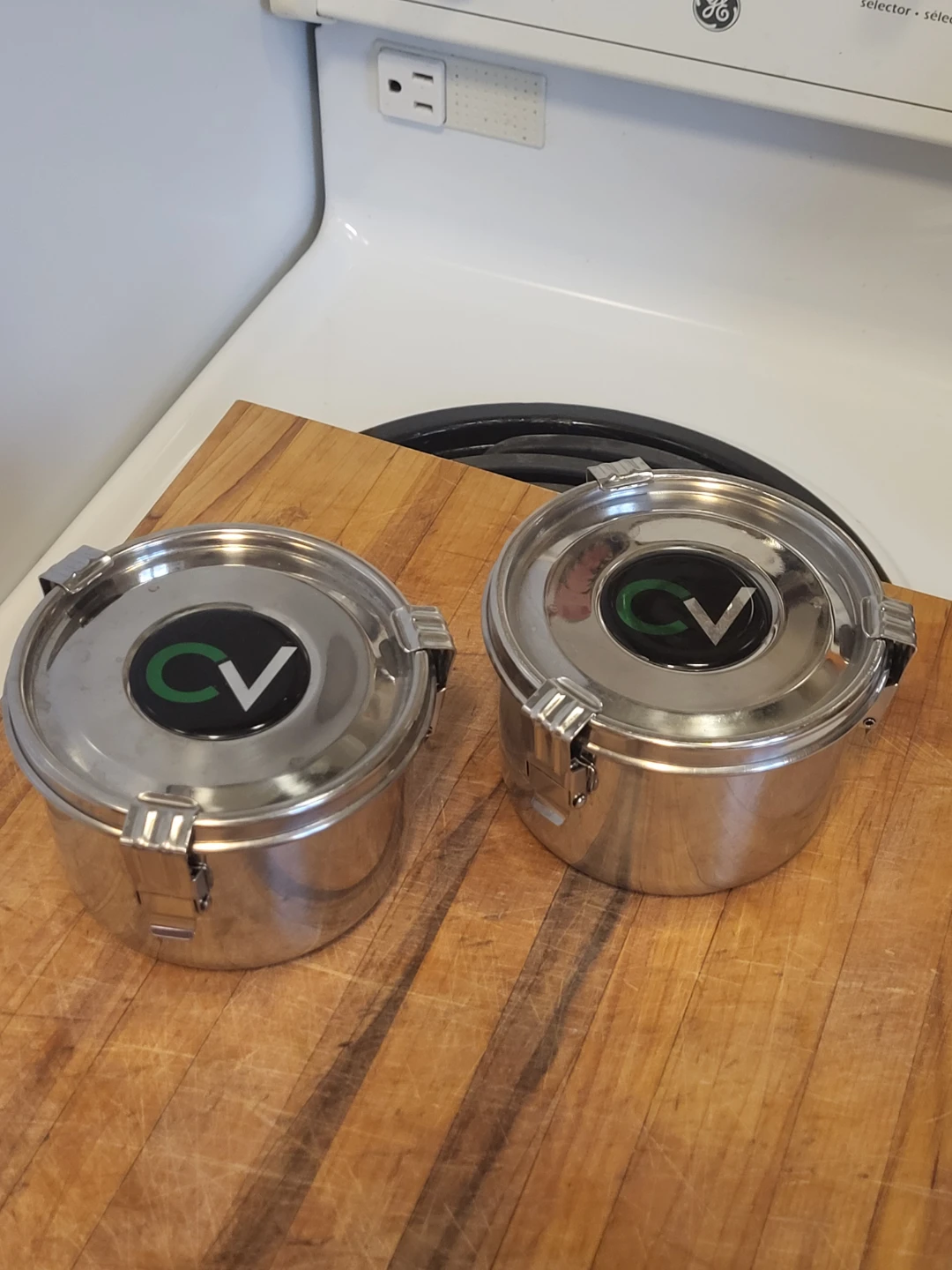 Two CV Stainless Steel Food Storage Containers - photo 2