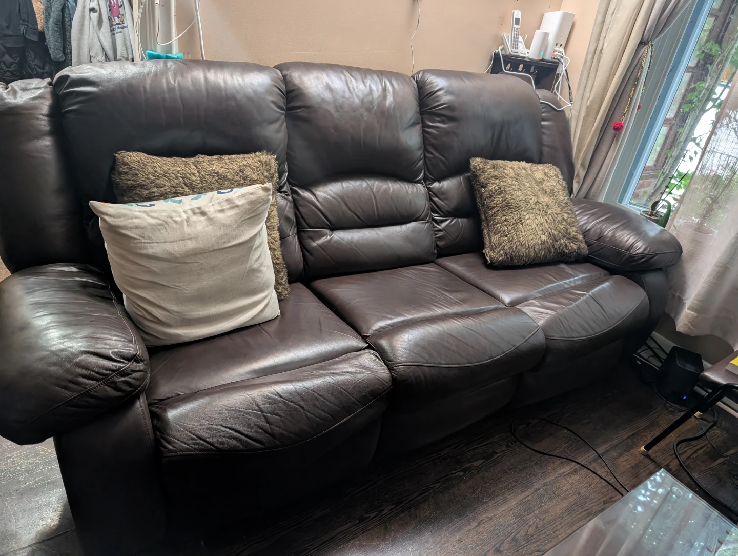 Dark Brown recliner Leather Sofa