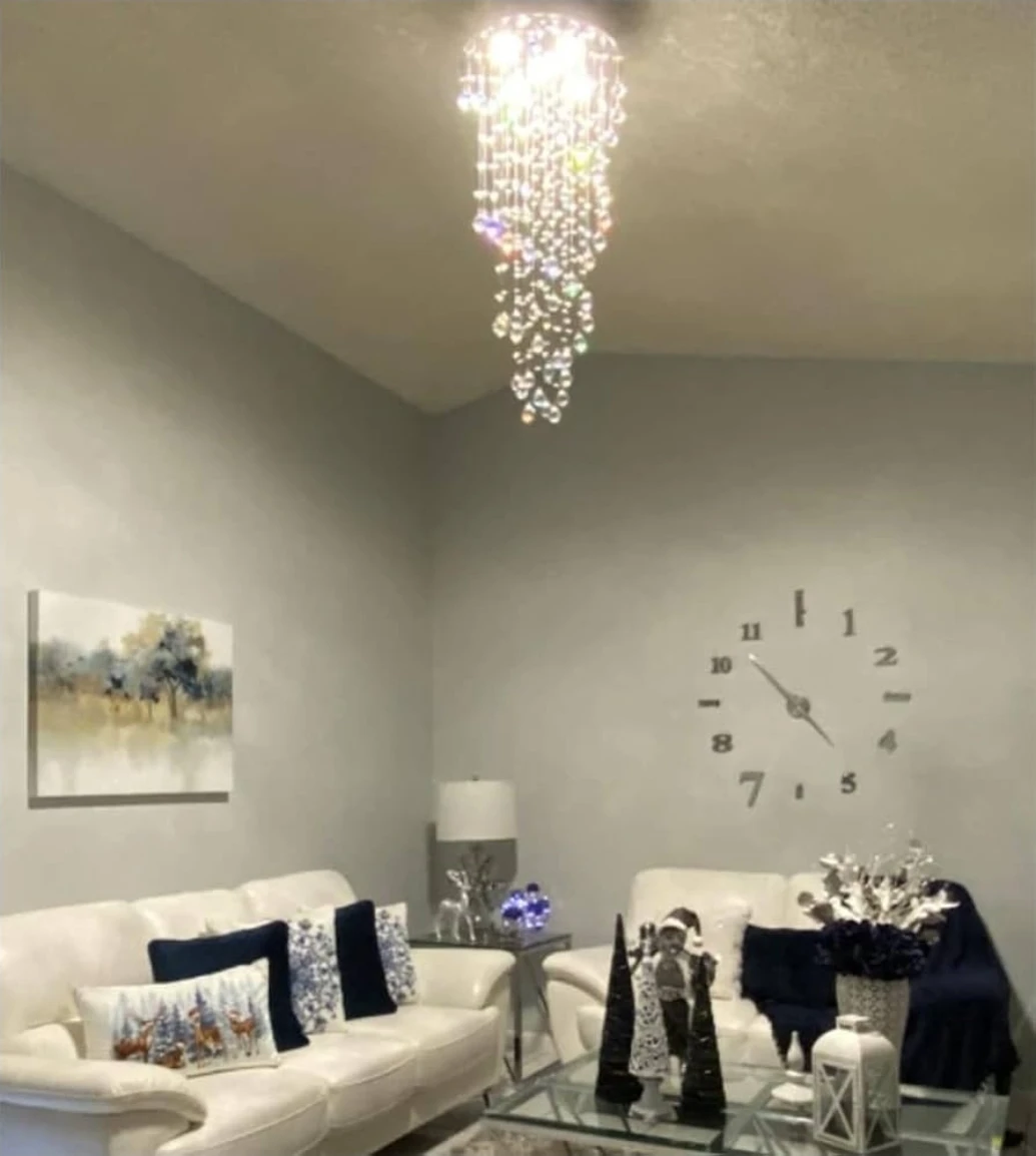 NEW Spiral Crystal Chandelier Raindrop LED Ceiling Light Fixture - photo 4