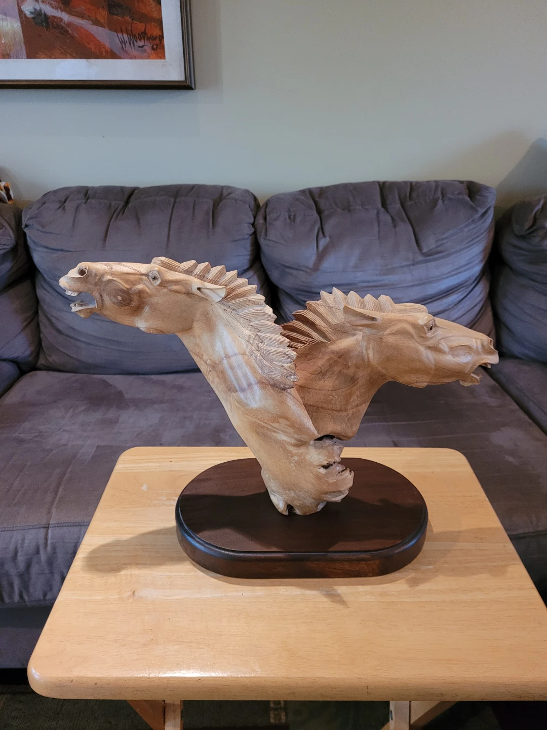 Wooden Horse Head Sculpture - photo 2