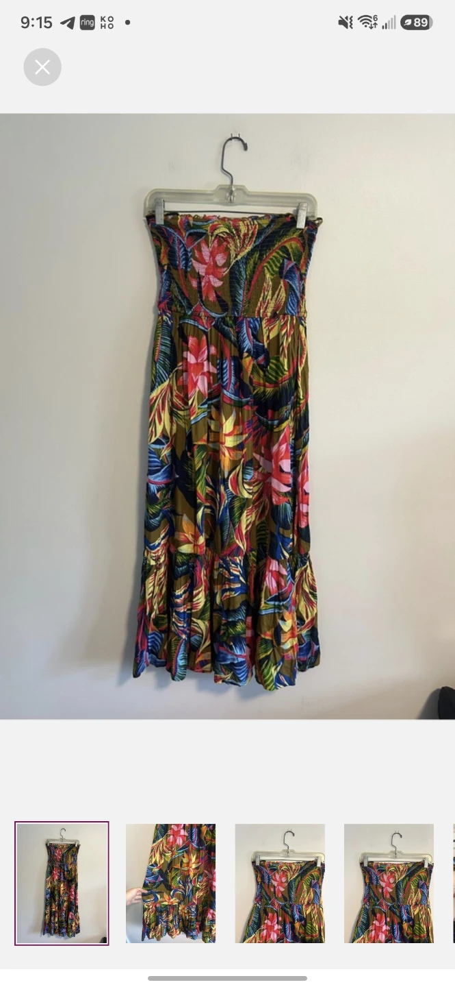 Aerie Tropical Floral Strapless Maxi Dress