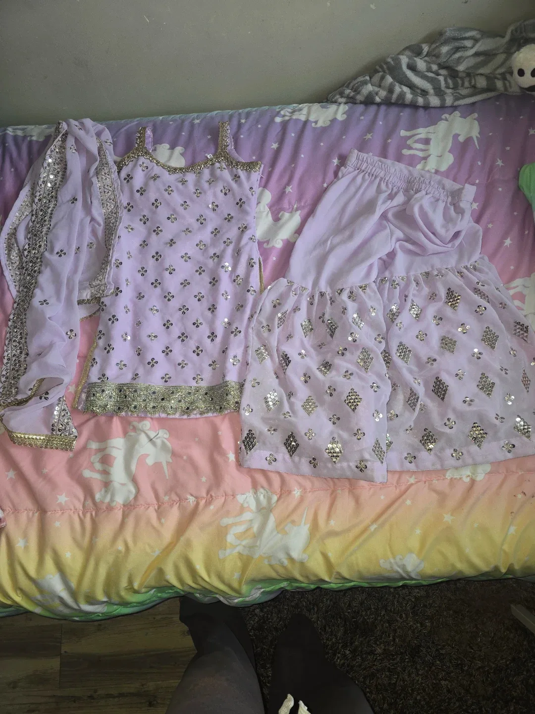 Girls Lilac Traditional South Asian Outfit
