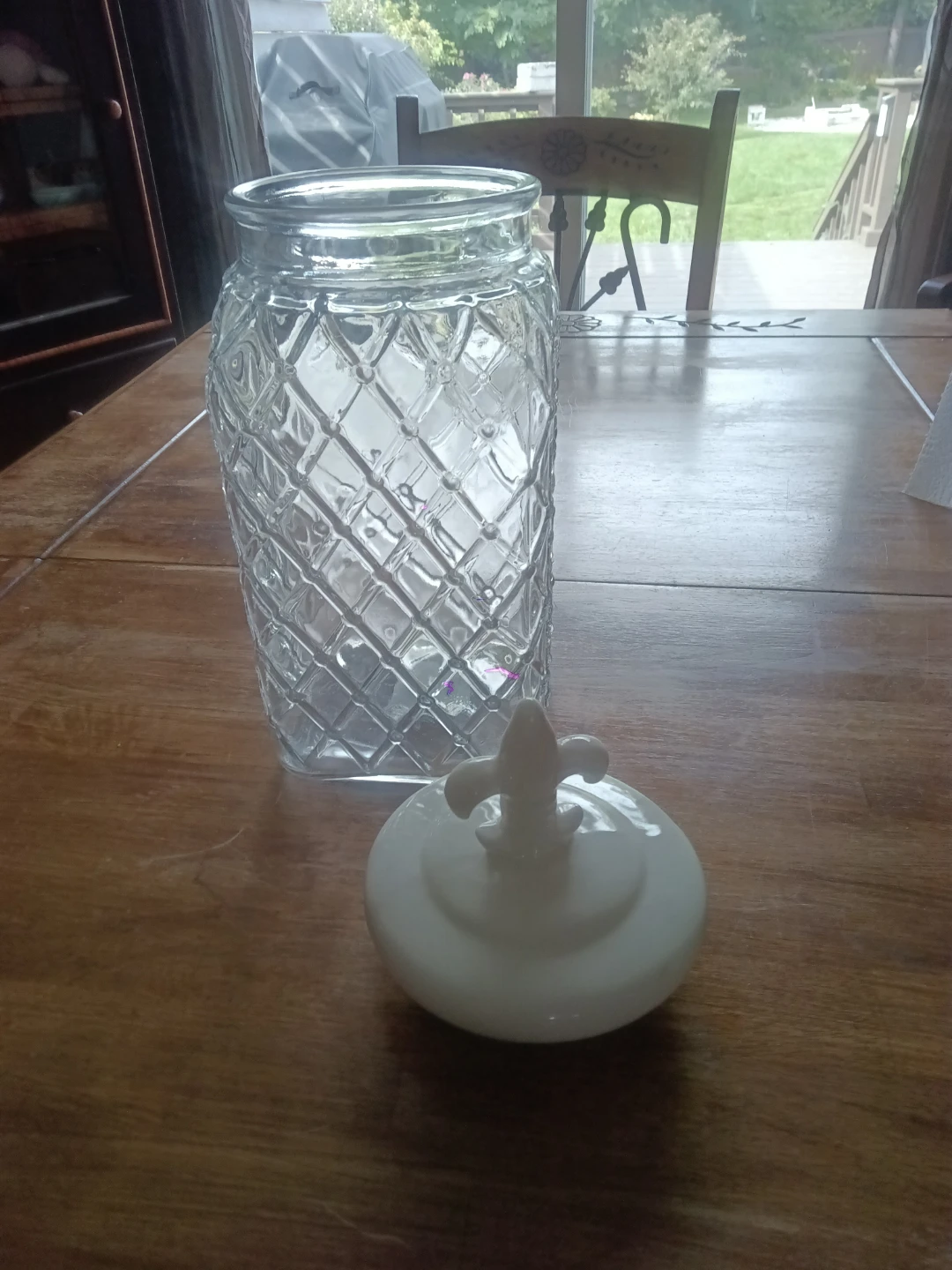 Bowring Fleur de Lis Glass Storage Jar 🏈