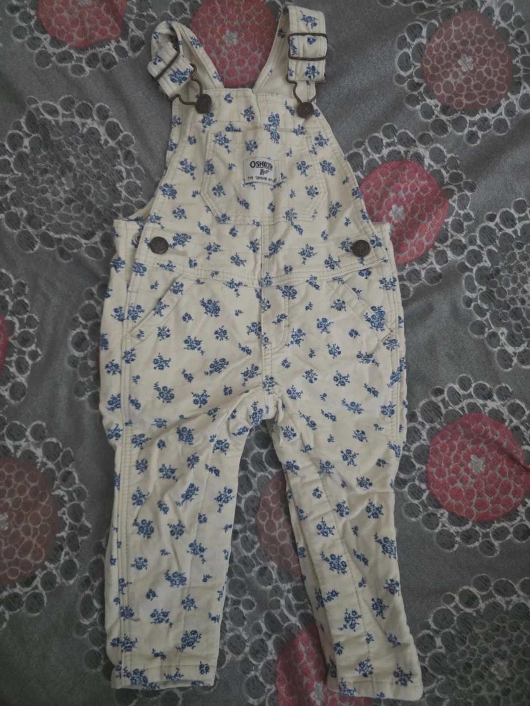 🏈 OshKosh B'gosh Floral Corduroy Overalls