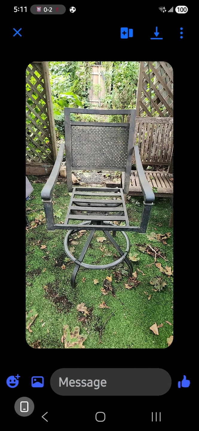 Two Outdoor Metal Swivel Patio Chair