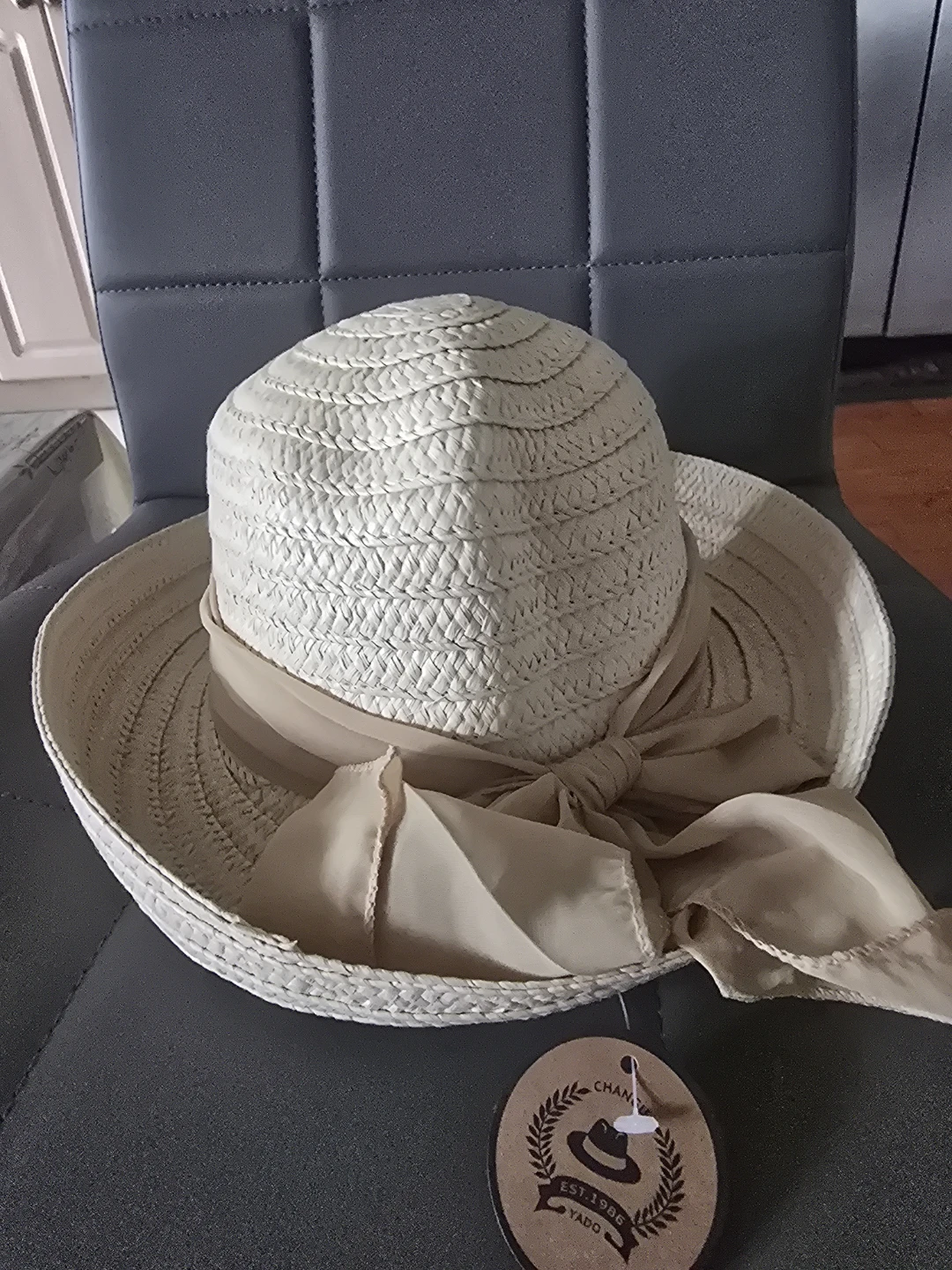 Cream Straw Sun Hat with Bow
