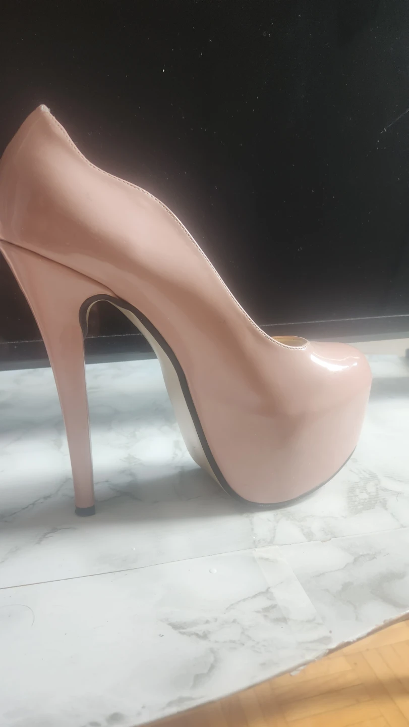AL SHERAA Nude Patent Platform Heels - Size 39 - photo 3