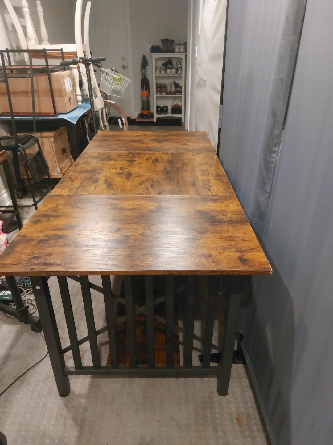 Rustic Wood Top Console Table with Metal Frame