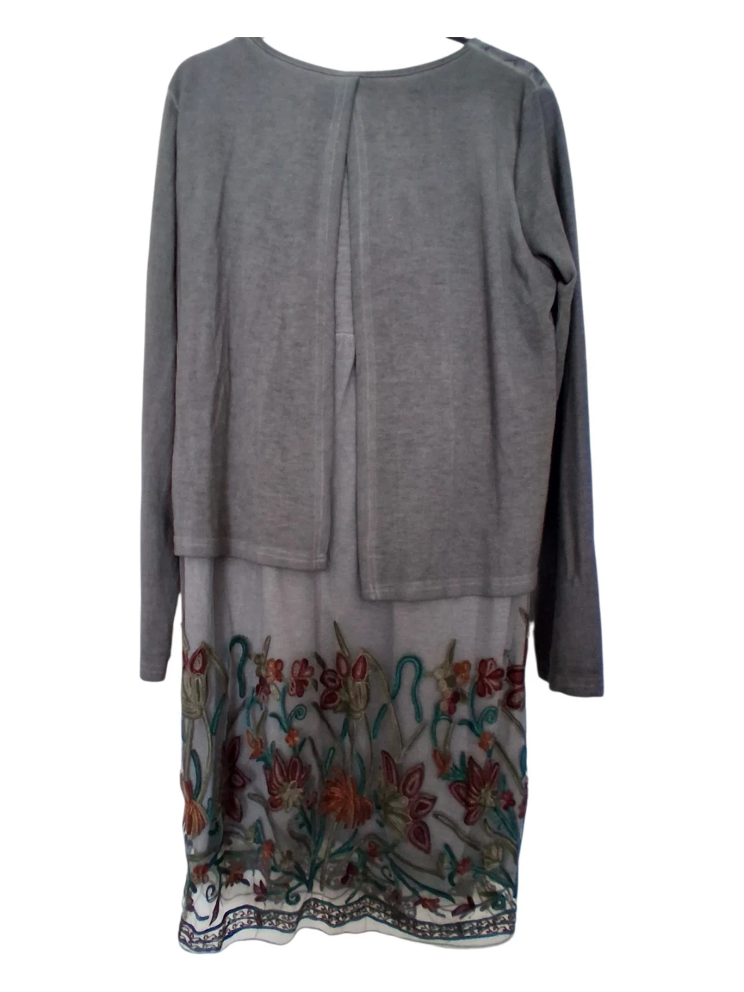 🆕NWT Simply Couture Gray Embroidered Long Sleeve Dress - photo 2