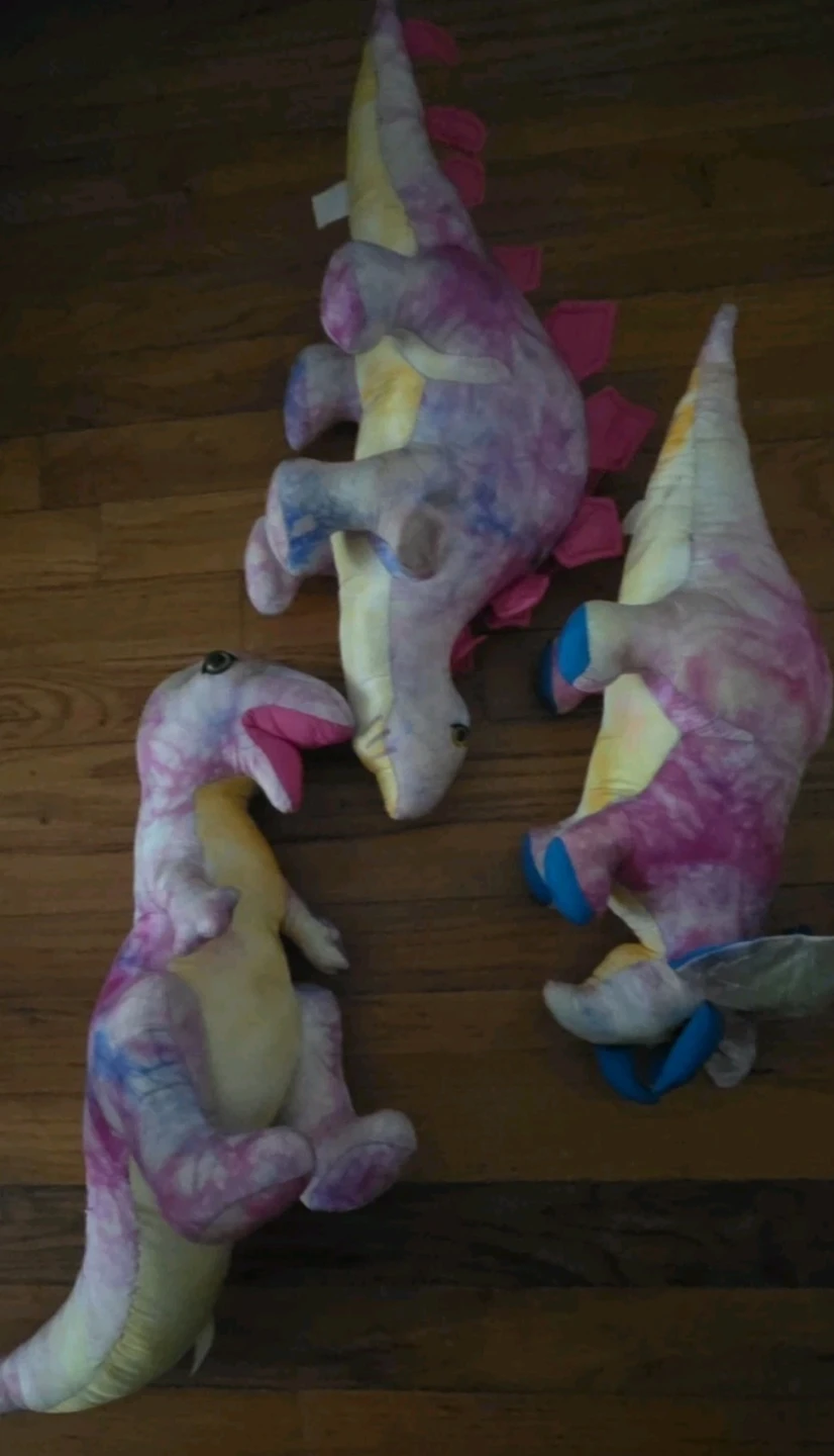Set of 3 Tie-Dye Dinosaur Plush Toys - photo 2