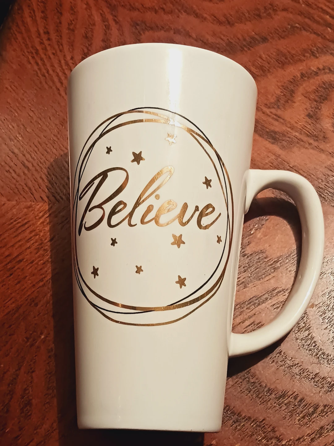 New !! "Believe" Tall White Ceramic Mug - photo 2