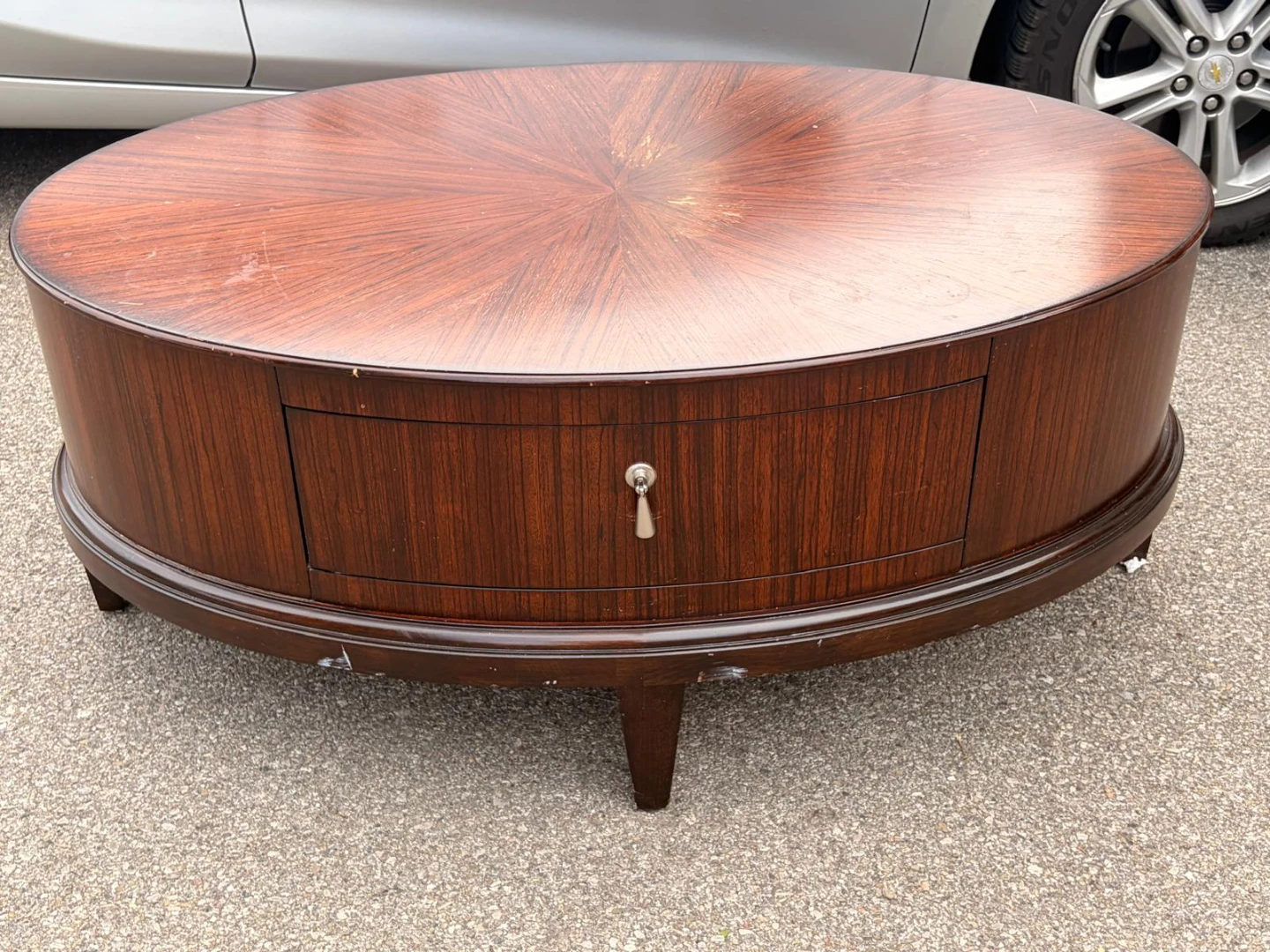 Oval Wood Coffee Table with Storage - photo 2
