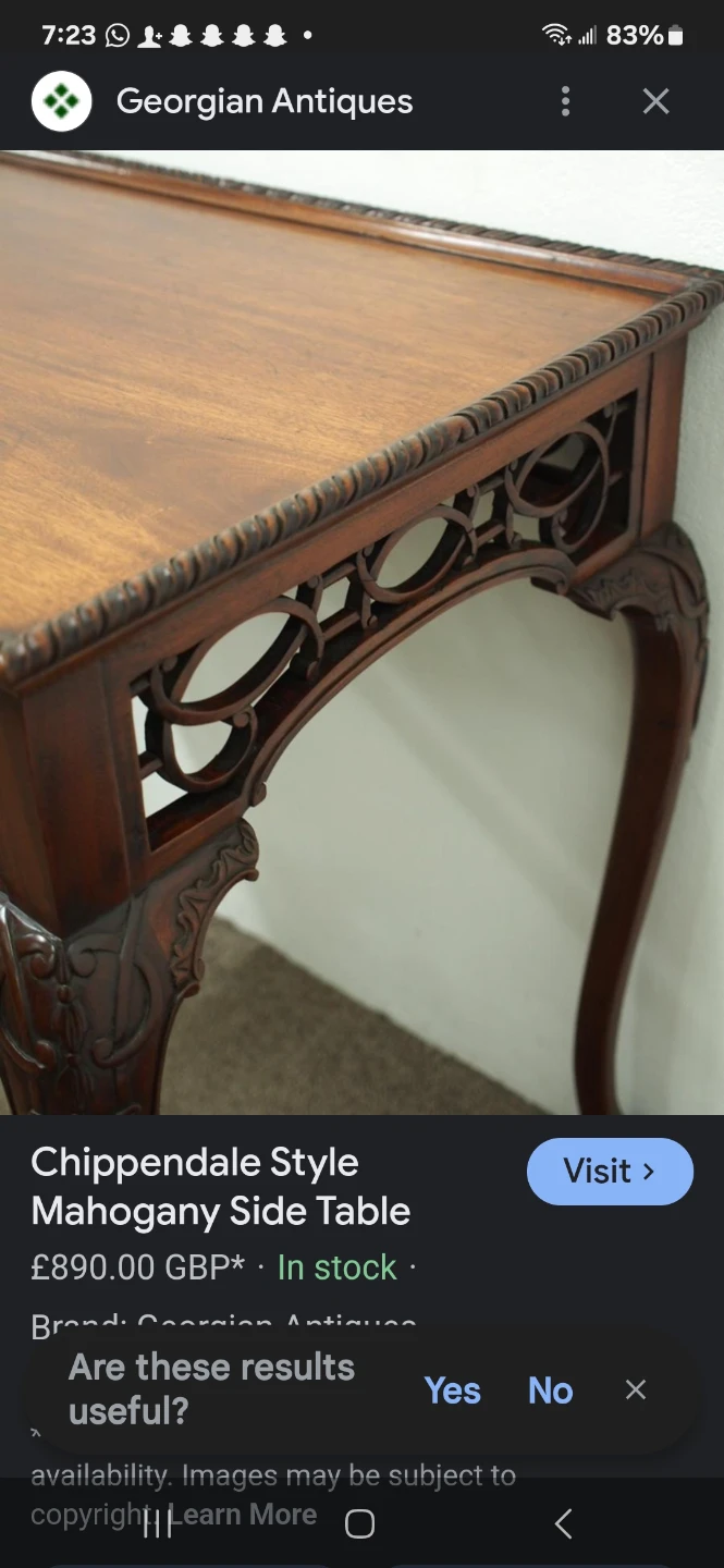 Chippendale Style Mahogany Side Table