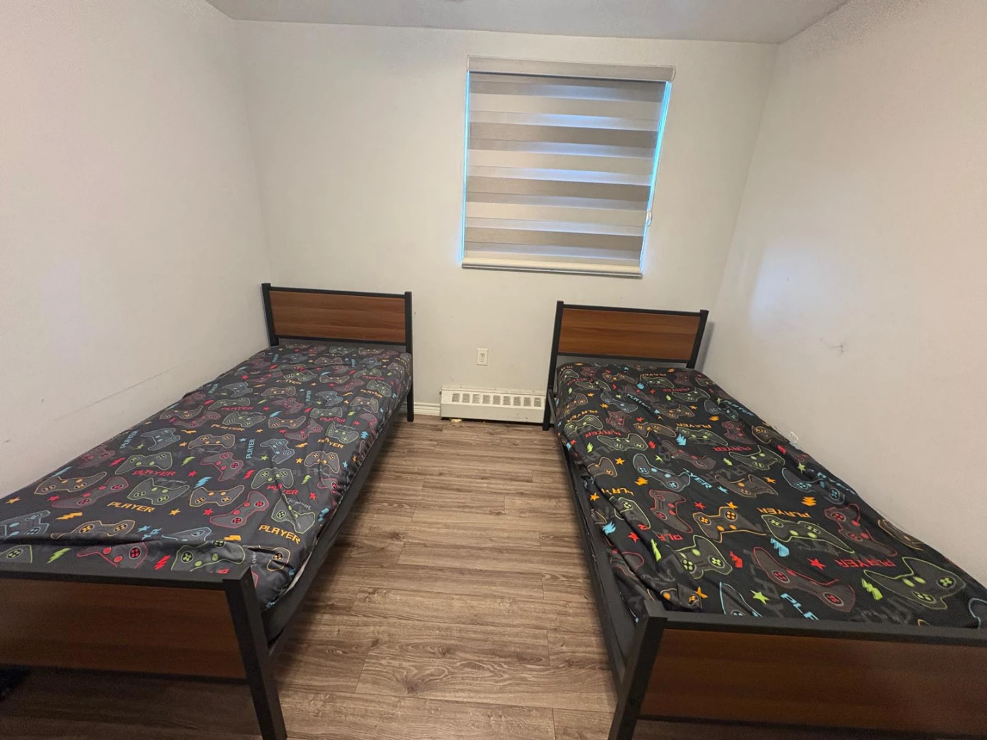2 Twin Bed Frame with Game Controller Cover