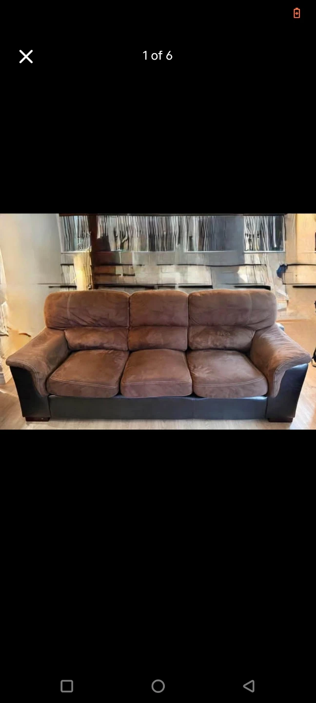 Two Brown 3-Seater Sofa