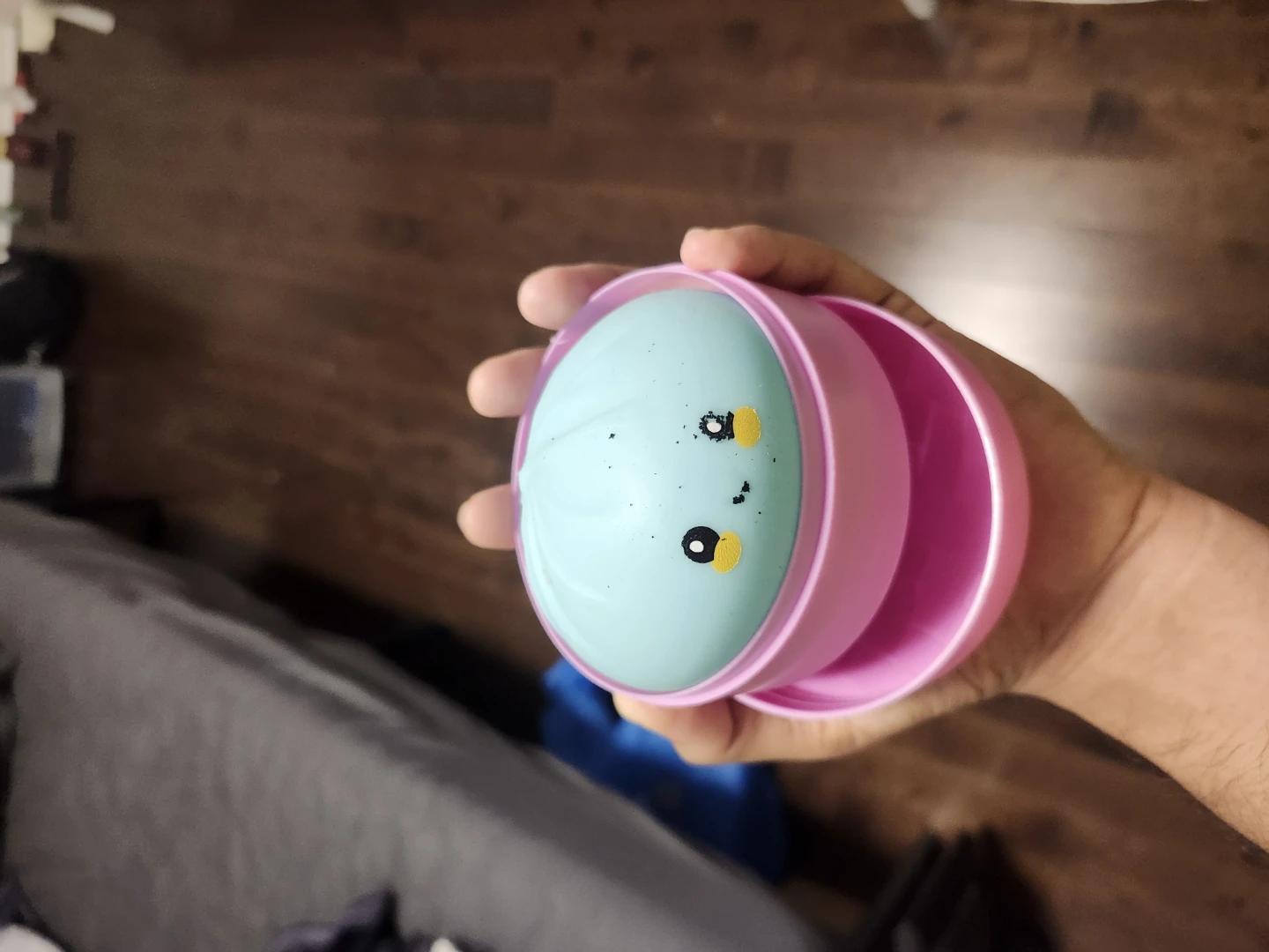 Small Round Pink and Teal Container
