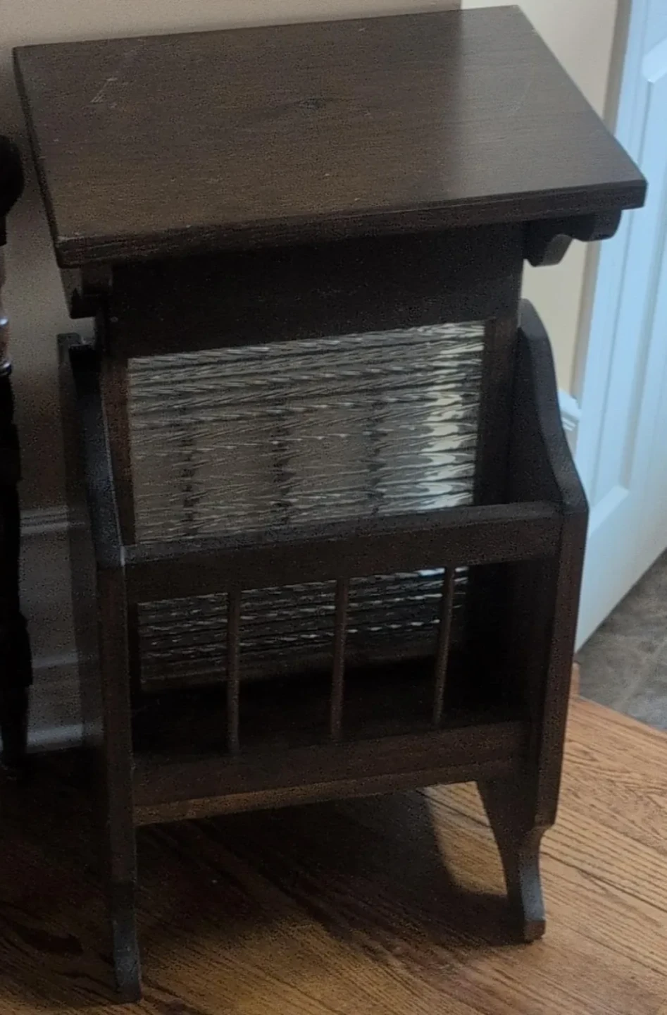 Dark Wood Magazine Rack Side Table