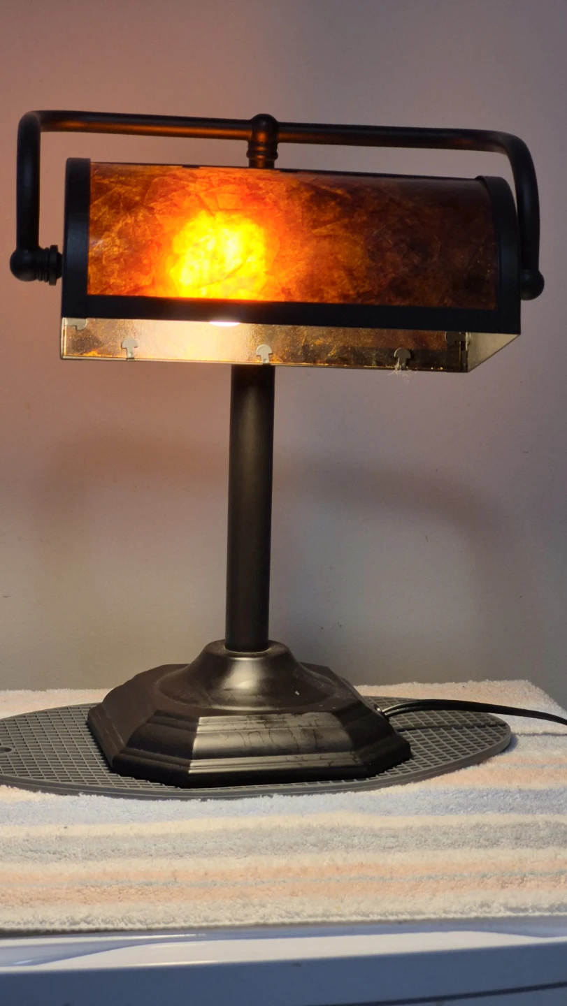 Bankers Lamp with Amber Shade