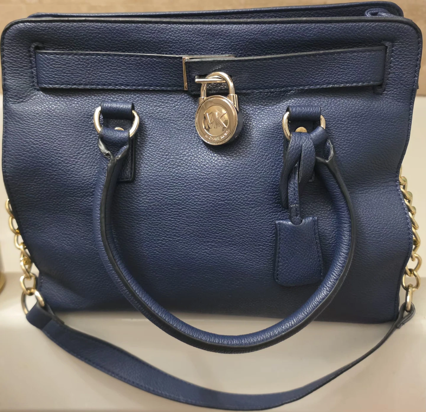 Michael Kors Navy Blue Leather Handbag