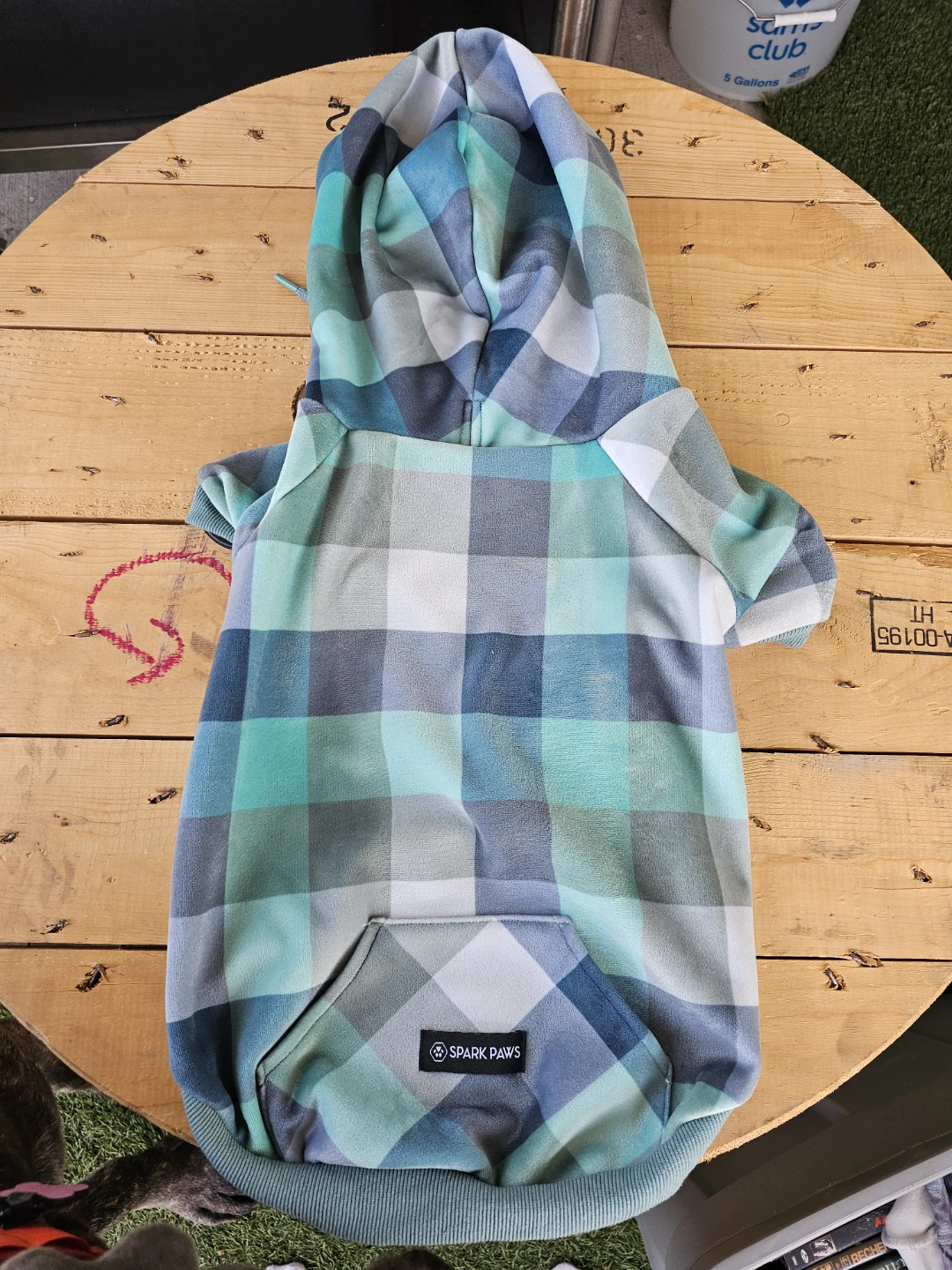 Spark Paws Dog Hoodie Green Plaid 2XL