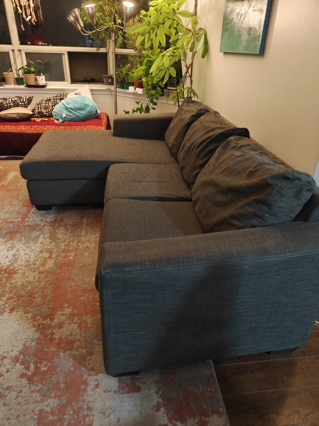 Dark grey sectional sofa with chaise - photo 3