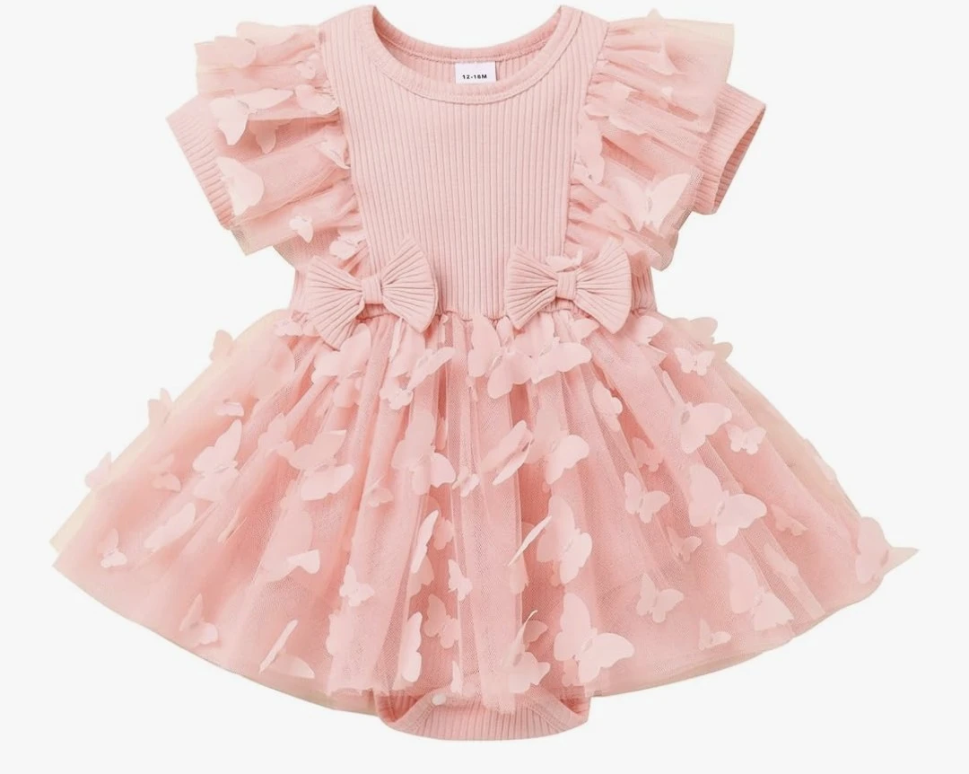Baby Girl Pink Butterfly Baby Dress 12-18M - photo 4