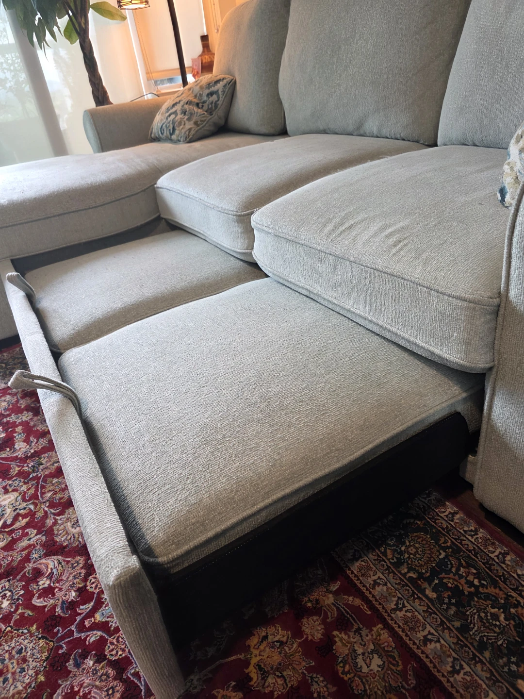 Light Grey Sectional Sofa Bed with Storage - photo 2