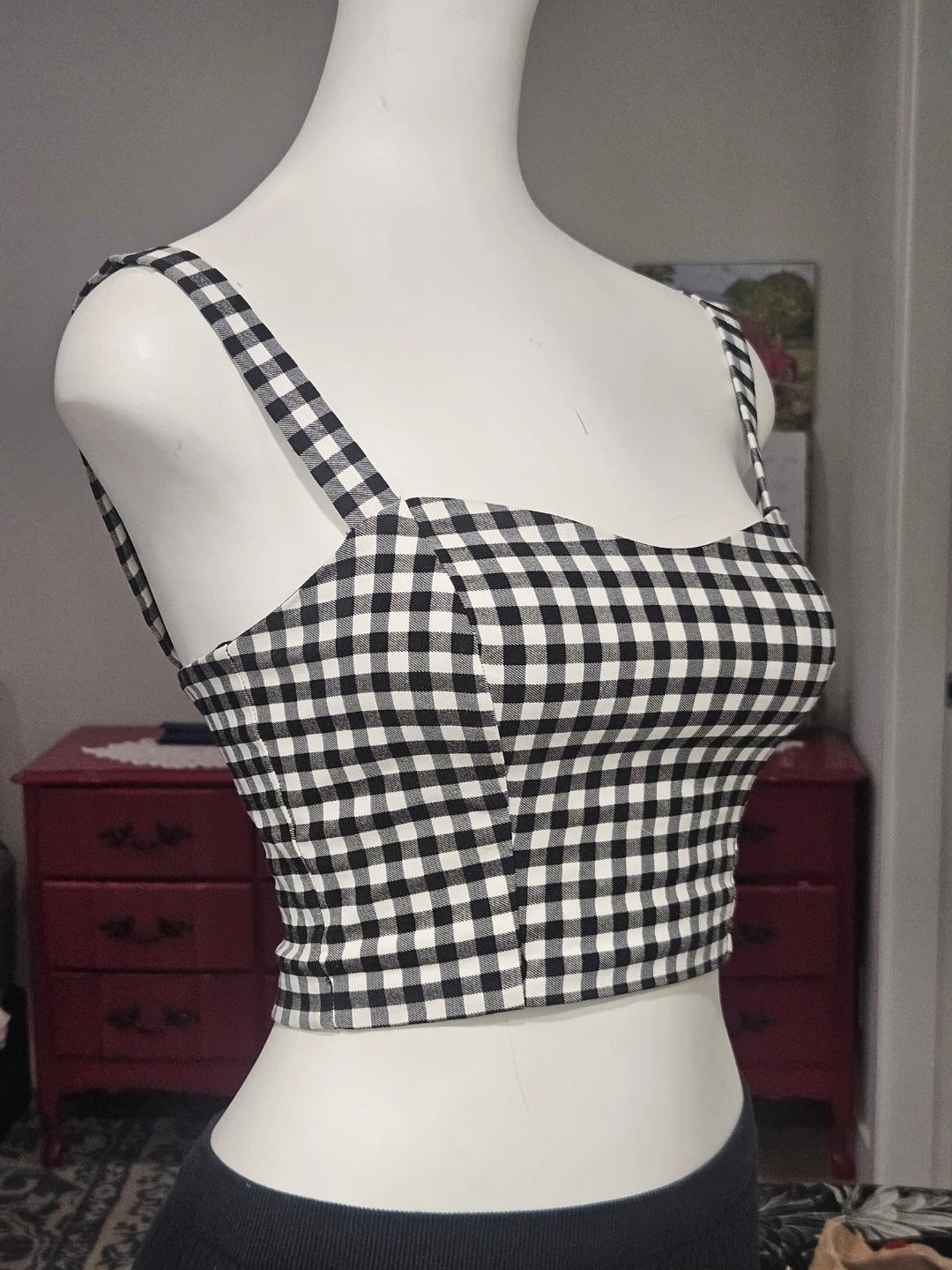 black & white checker crop top - photo 2
