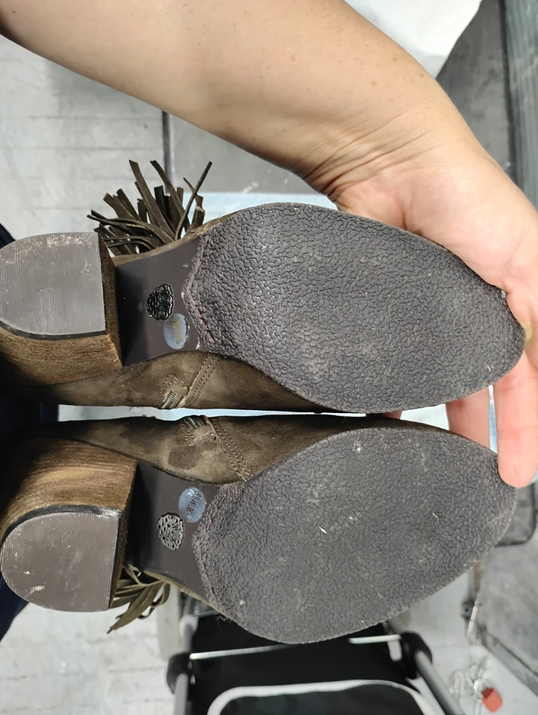 Vince Camuto Olive Suede Fringe Ankle Boots - photo 3
