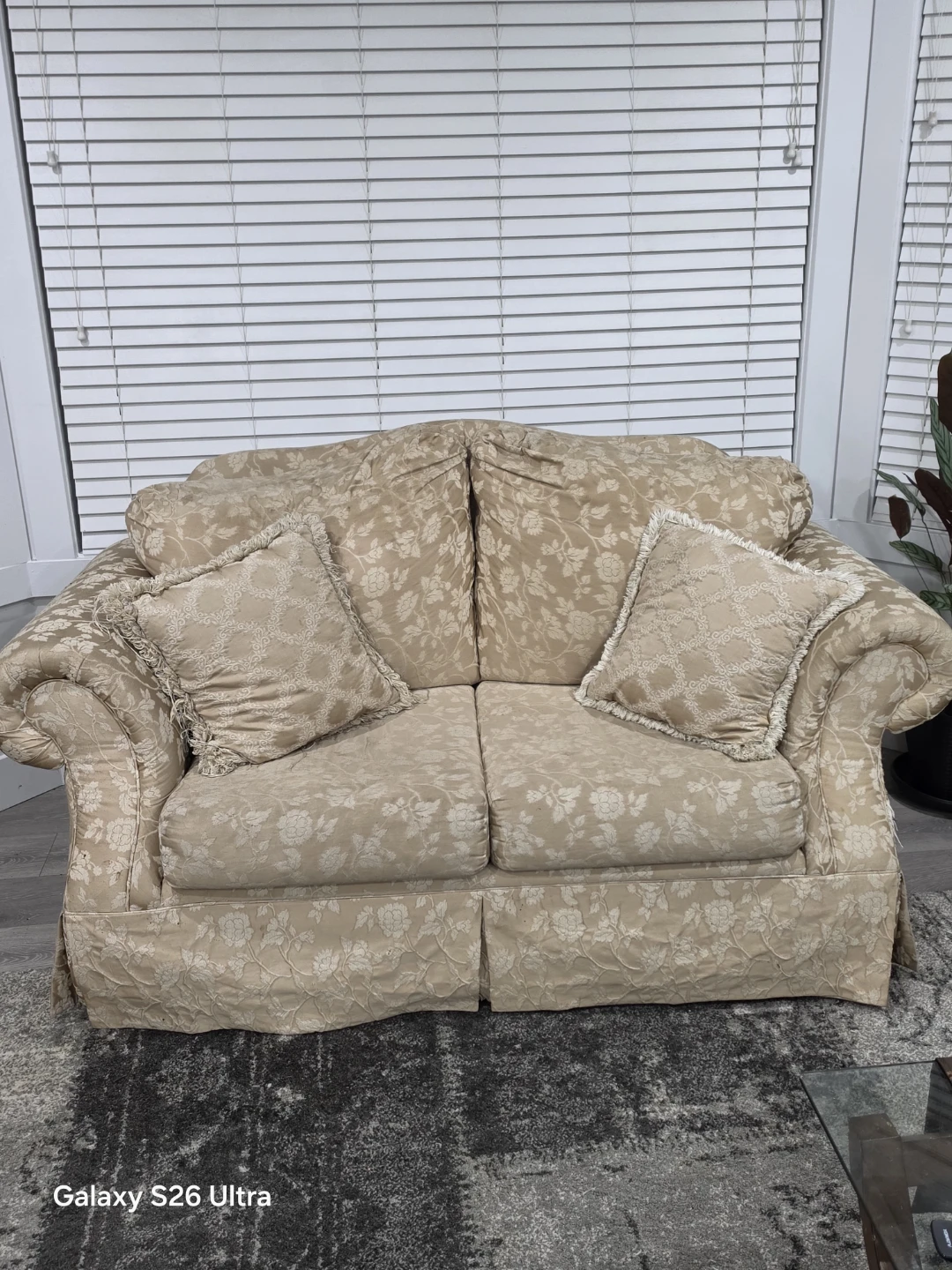 Beige Floral Fabric Sofa and Armchair Set - photo 3