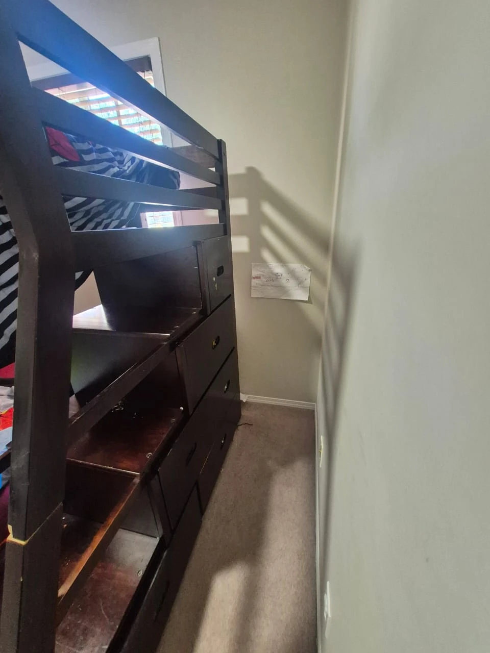 Dark Brown Twin-Over-Full Bunk Bed with Stairs - photo 2