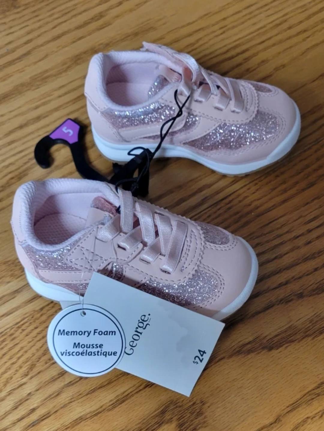 George Pink Glitter Sneakers Size 5 - photo 2