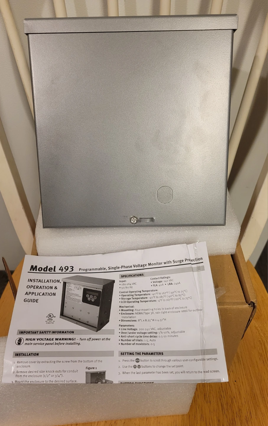 Model 493 Single-Phase Voltage Monitor Surge Protect Control Box - photo 2
